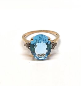 Bo Gold Ring - Gold - Blue Topaz  - Diamonds