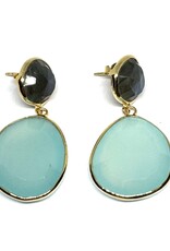 Sarah Lou Oorbellen - Calcedoon - Labradoriet