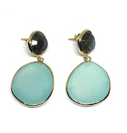 Sarah Lou Earrings - Calcedony - Labradorite