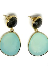 Sarah Lou Earrings - Calcedony - Labradorite