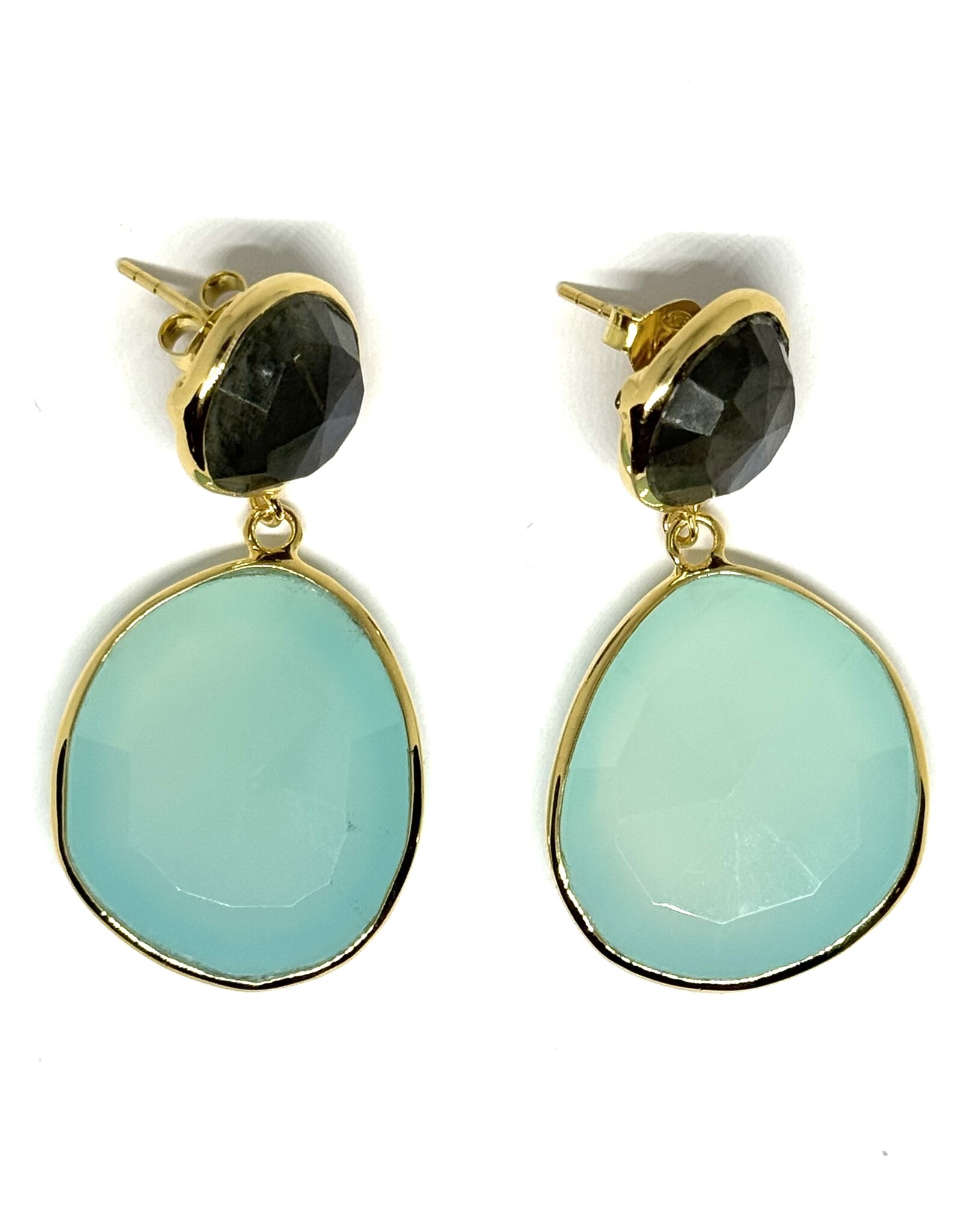 Sarah Lou Earrings - Calcedony - Labradorite