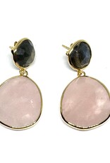 Sarah Lou Earrings - Rose Quartz - Labradorite