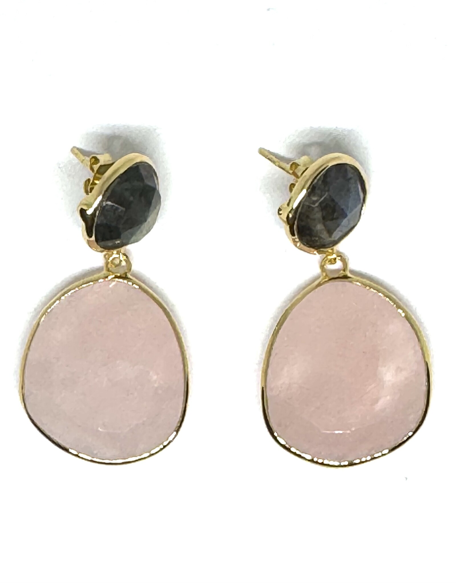 Sarah Lou Earrings - Rose Quartz - Labradorite