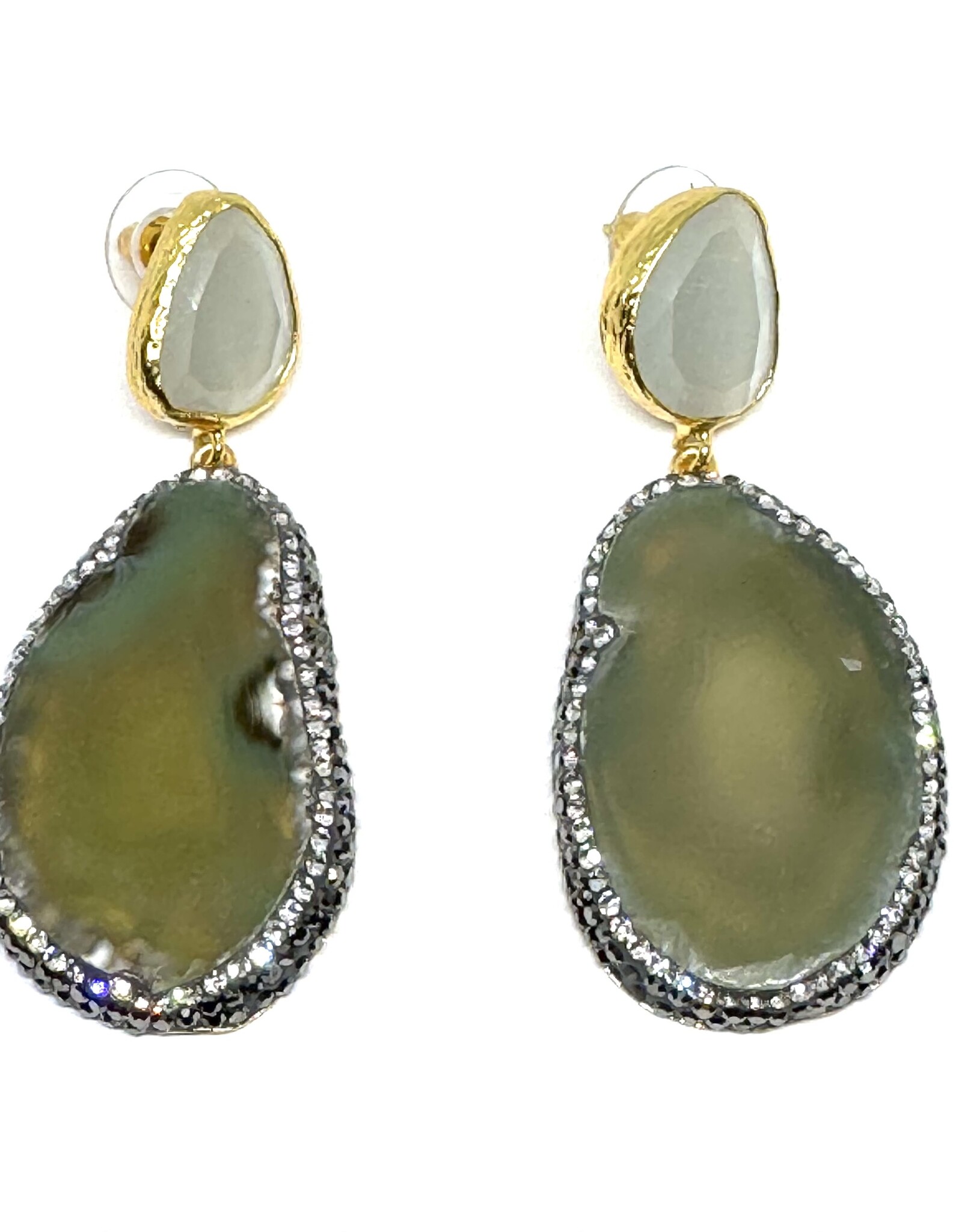 Sarah Lou Earrings - Agate - Cats Eye