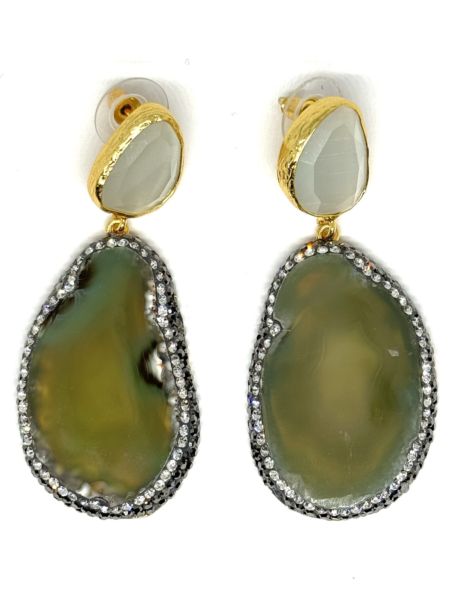 Sarah Lou Oorbellen - Agaat - Kattenoog