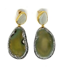 Sarah Lou Earrings - Agate - Cats Eye