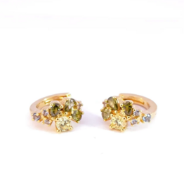 Rose Marie Earrings - Mini hoop olive green