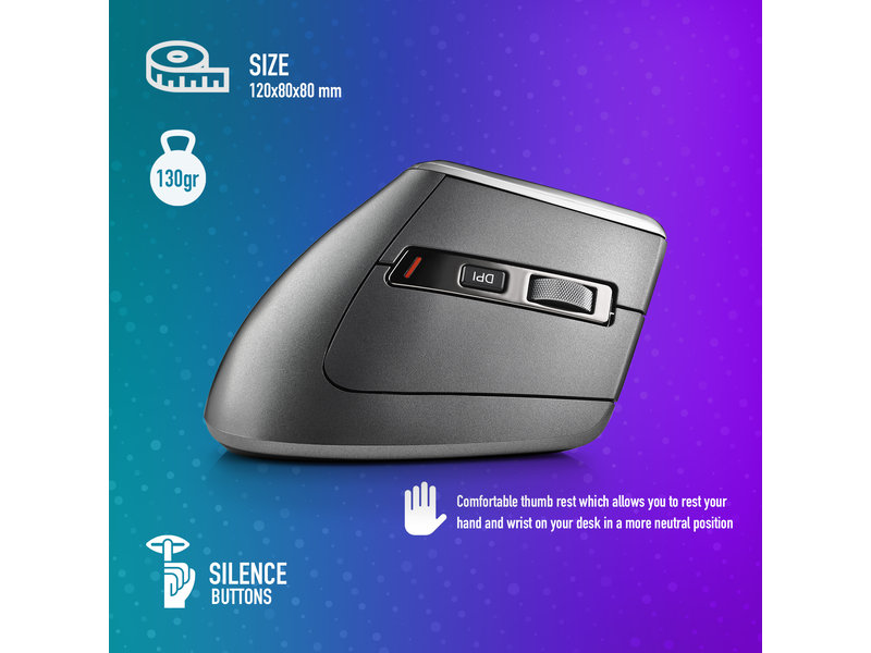 NGS EVO KARMA WIRELESS RECHARGEABLE MULTIMODE ERGONOMIC MOUSE