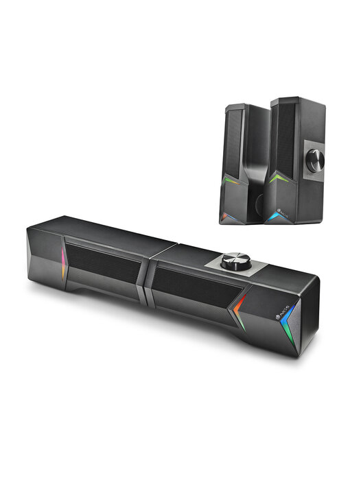 NGS GSX-B1200 GAMING SOUND BAR 2.0 - 2 IN 1 AFNEEMBAAR ONTWERP - 12 W VERMOGEN - RGB-VERLICHTING