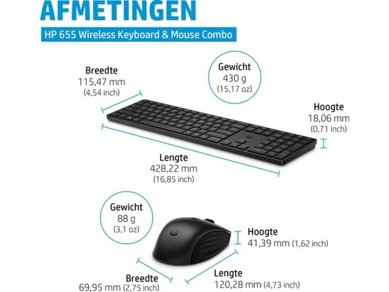 HP HP 655 Wireless Keyboard + Wireless Mouse combo (nieuw in doos OEM)