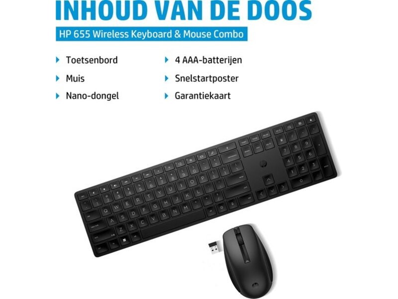 HP HP 655 Wireless Keyboard + Wireless Mouse combo (nieuw in doos OEM)