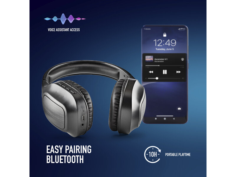 NGS ARTICA WRATH BLACK HEADPHONE COMPATIBLE WITH BLUETOOTH-HANDS FREE-LINE IN
