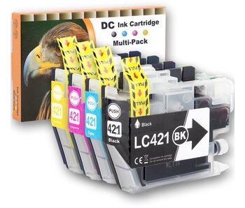 Brother DC Inktcartridges Multipack voor Brother LC421XL - 4stuks - Zwart/geel/rood/blauw |