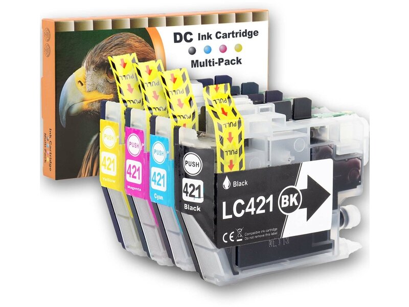 Brother DC Inktcartridges Multipack voor Brother LC421XL - 4stuks - Zwart/geel/rood/blauw |
