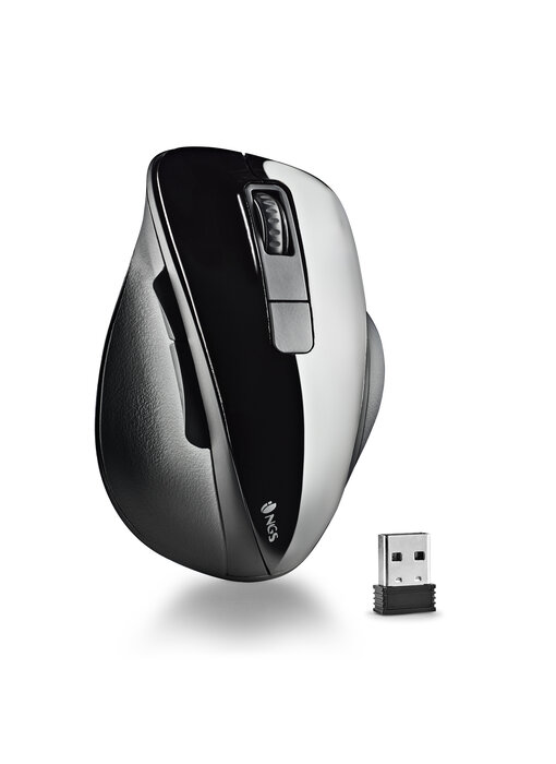 NGS BOW BLACK 5 BUTTONS OPTICAL WIRELESS MOUSE, ERGONOMIC, BIG SIZE