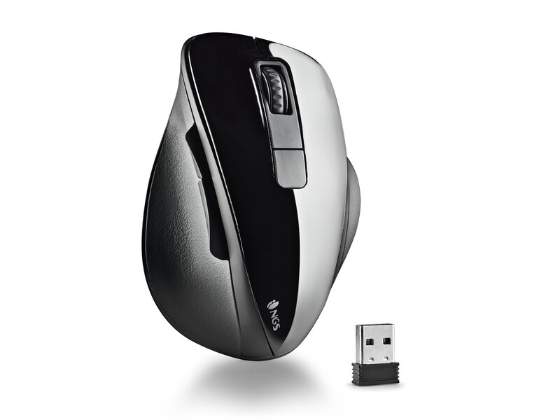NGS BOW BLACK 5 BUTTONS OPTICAL WIRELESS MOUSE, ERGONOMIC, BIG SIZE