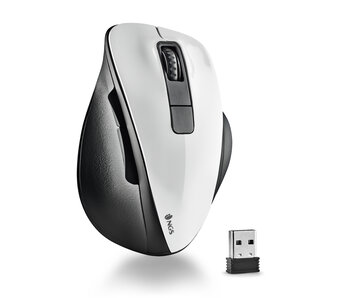 NGS BOW WHITE 5 BUTTONS OPTICAL WIRELESS MOUSE, ERGONOMIC, BIG SIZE