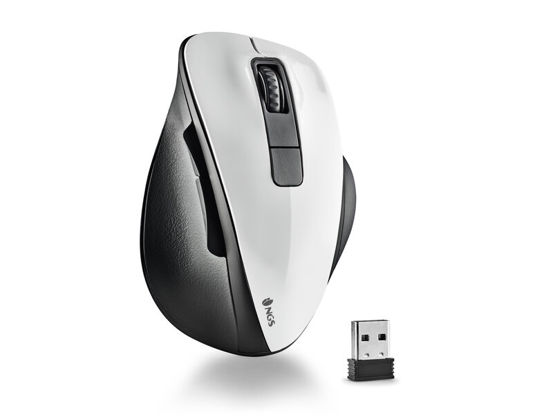 NGS BOW WHITE 5 BUTTONS OPTICAL WIRELESS MOUSE, ERGONOMIC, BIG SIZE