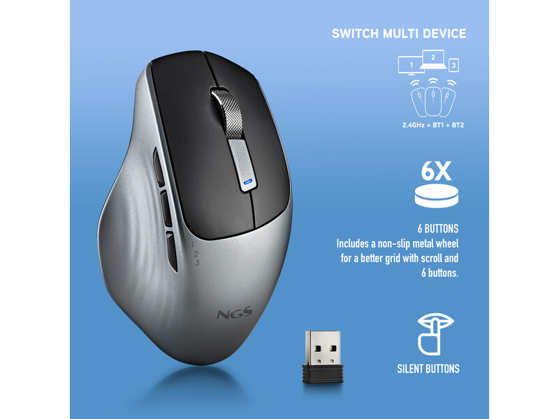 NGS LUSH-RB WIRELESS RECHARGEABLE MULTIMODE MOUSE