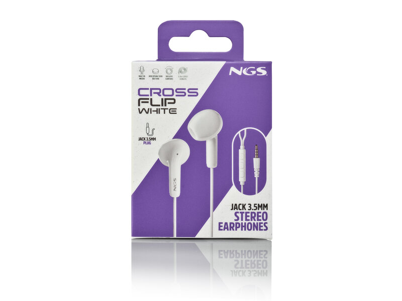 NGS CROSS FLIP WHITE JACK 3.5mm CONNECTION - MICRO CONTROL BUTTONS