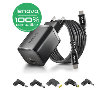 NGS BUD 65W-L USBC 65W POWER ADAPTER + 1,5M USBC CABLE + 5 TIPS