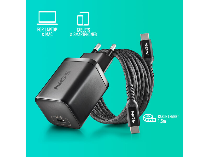 NGS BUD 65W-L USBC 65W POWER ADAPTER + 1,5M USBC CABLE + 5 TIPS