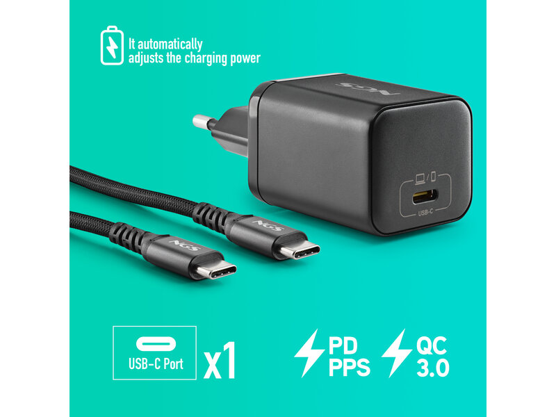 NGS BUD 65W-L USBC 65W POWER ADAPTER + 1,5M USBC CABLE + 5 TIPS