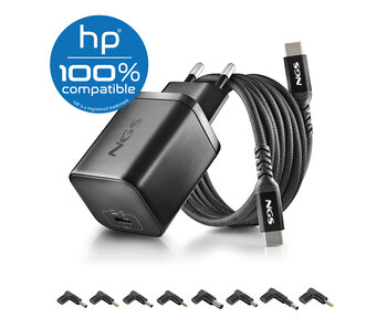 NGS BUD 65W-H USB-C 65W voedingsadapter + 1,5M USB-C kabel + 8 adaptertips