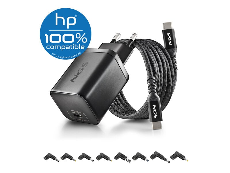 NGS BUD 65W-H USB-C 65W voedingsadapter + 1,5M USB-C kabel + 8 adaptertips