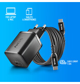NGS BUD 65W-H USB-C 65W voedingsadapter + 1,5M USB-C kabel + 8 adaptertips