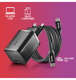NGS BUD 65W-AS USB-C 65W voedingsadapter + 1,5M USB-C kabel + 8 adaptertips