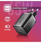 NGS BUD 65W-AS USB-C 65W voedingsadapter + 1,5M USB-C kabel + 8 adaptertips