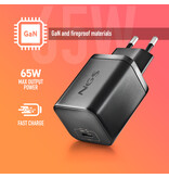 NGS BUD 65W-AC USB-C 65W voedingsadapter + 1,5M USB-C kabel + 4 ada