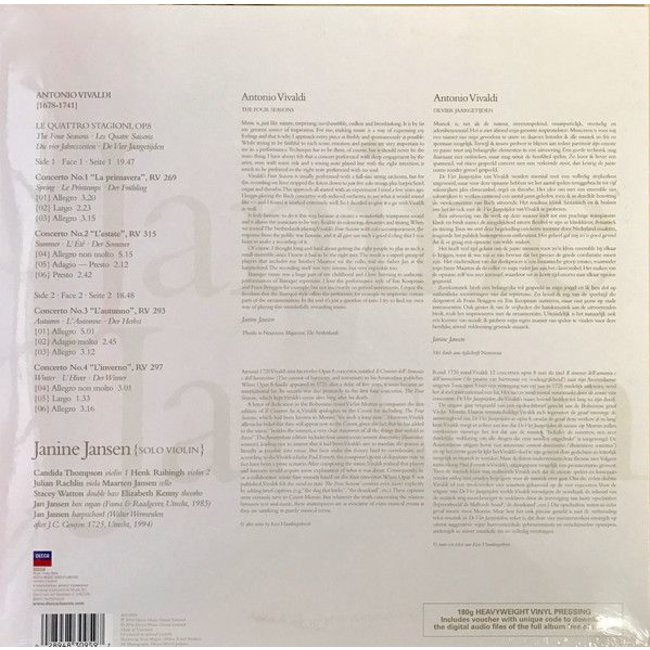 Janine Jansen Vivaldi ‎– The Four Seasons( Die Vier Jahreszeiten ( 180g vinyl LP )