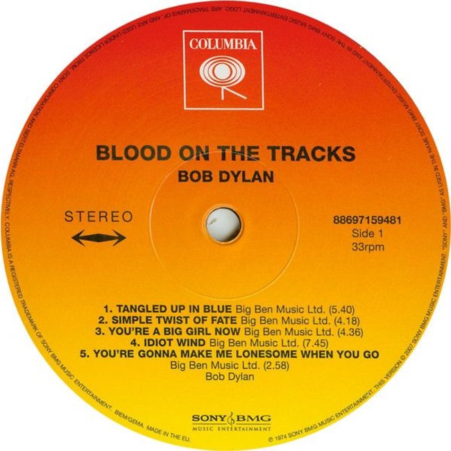Bob Dylan Blood on the Tracks ( vinyl LP )