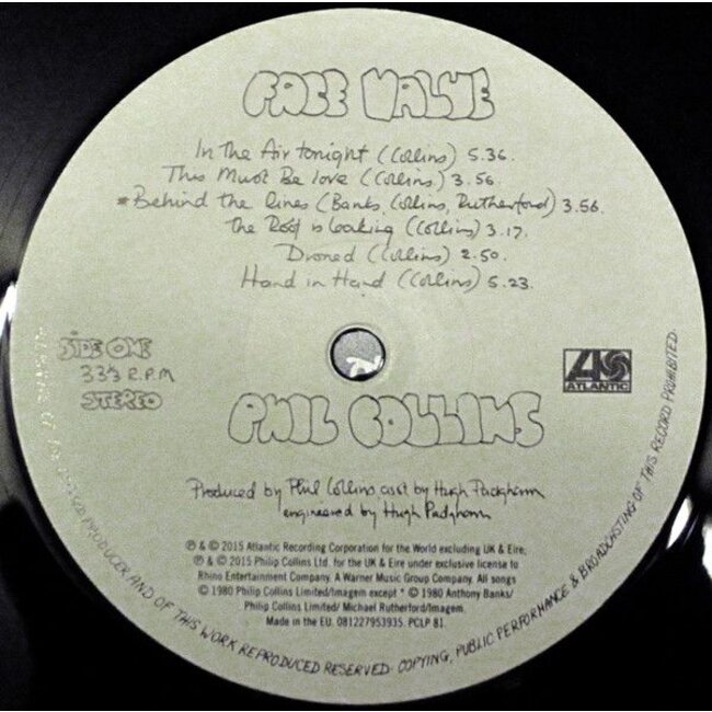 Phil Collins Face Value ( remaster 180g vinyl LP )