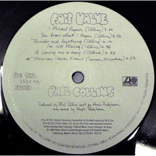 Phil Collins Face Value ( remaster 180g vinyl LP )