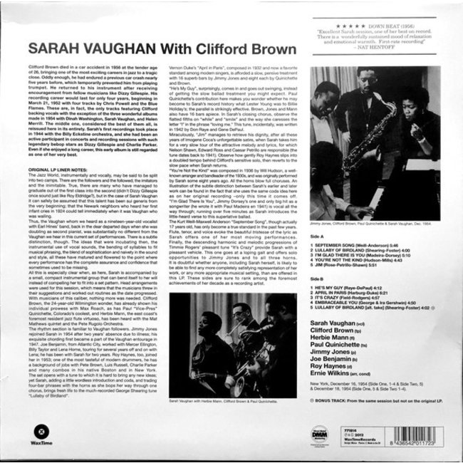Sarah Vaughan Sarah Vaughan( with Clifford Brown)  ( 180g vinyl LP )