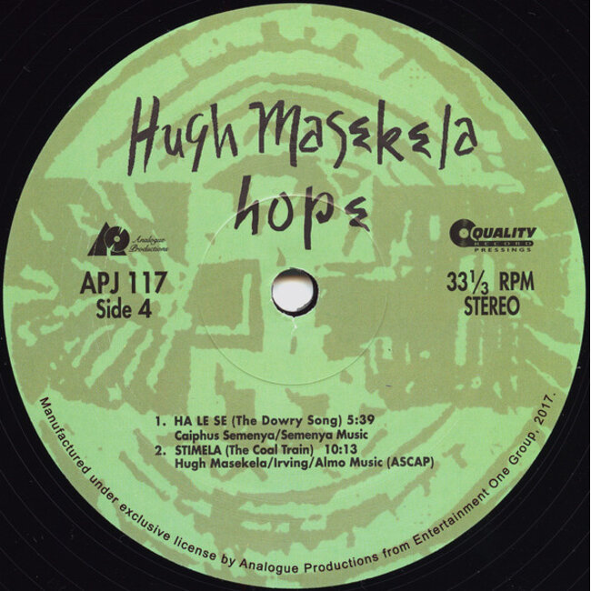Hugh Masekela Hope ( remaster HQ vinyl 2LP 33rpm )