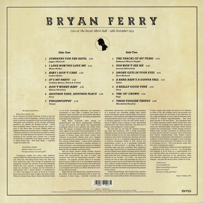 Bryan Ferry Live At The Royal Albert Hall 1974 Vinylvinyl