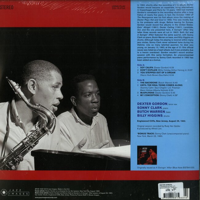 Dexter Gordon  A Swingin Affair ( 180g vinyl LP )