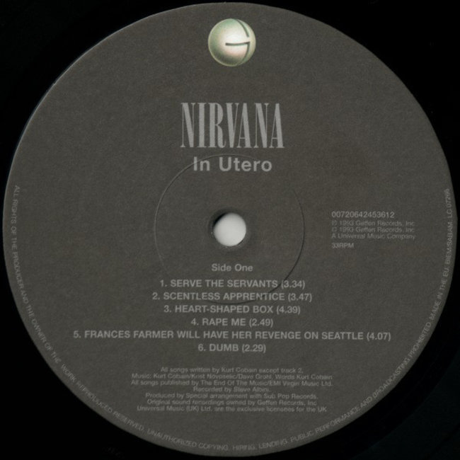Nirvana In Utero =180g vinyl LP = VinylVinyl