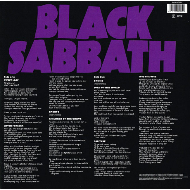 Black Sabbath Master of Reality ( 180g  vinyl LP )