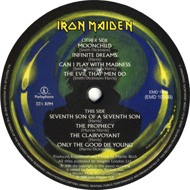 Iron Maiden Seventh Son of A Seventh Son   ( 180g vinyl LP )