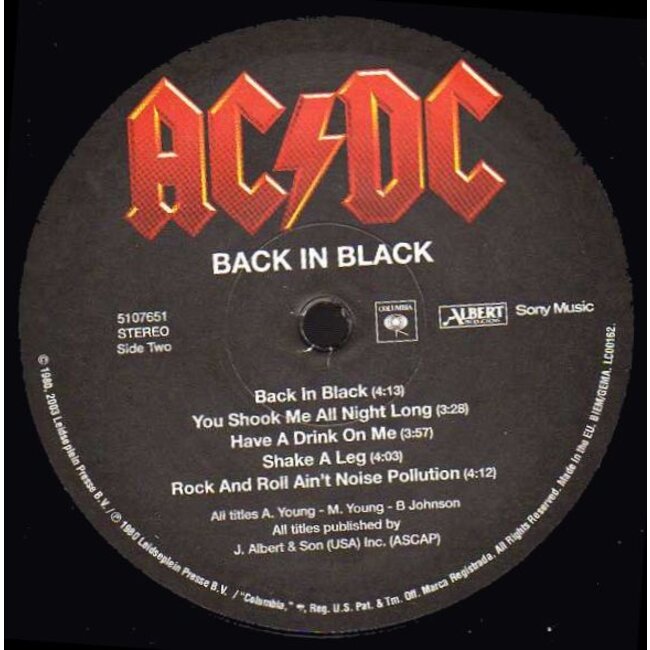 AC/DC Back In Black (  vinyl LP )