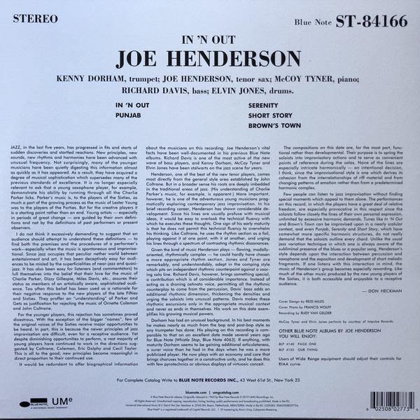 Joe Henderson In & Out = 180g vinyl remaster LP = - VinylVinyl