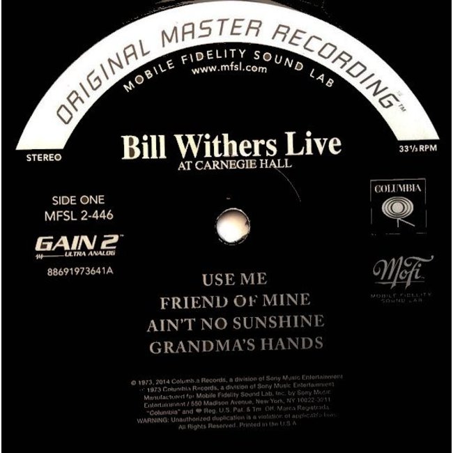 Bill Withers Live at Carnegie Hall ( HQ 180g vinyl 33 rpm 2LP )