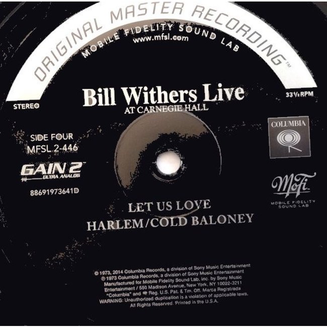 Bill Withers Live at Carnegie Hall ( HQ 180g vinyl 33 rpm 2LP )