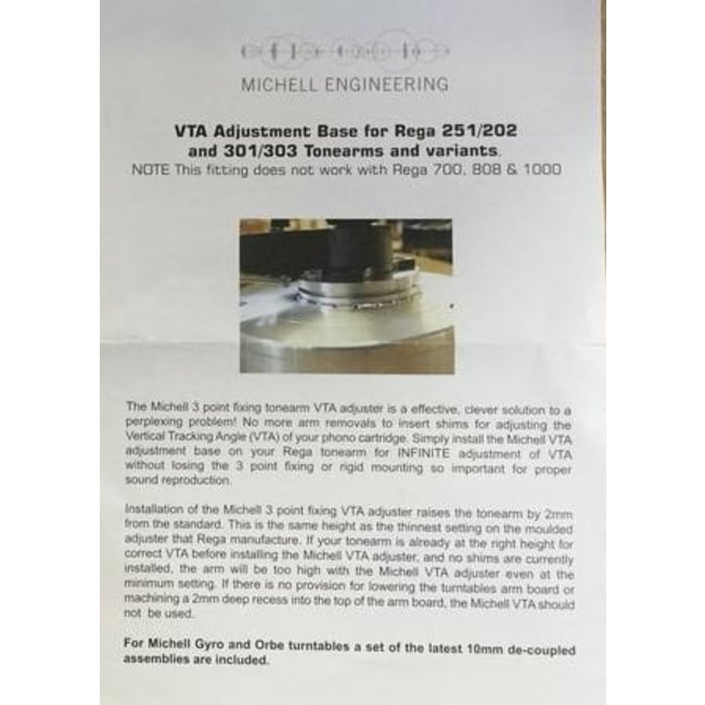 Michell Engineering Rega 3-Point VTA Adjuster 2