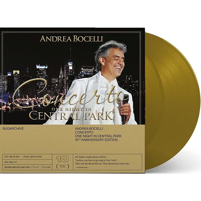 Andrea Bocelli Concerto =10th Anniver=gold coloured vinyl 2LP=